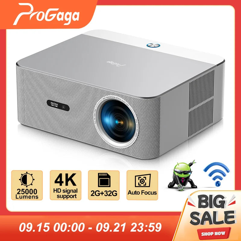 PROGAGA PG610W Full HD 1080P Android Projector 4K WiFi 2G 32G PG610 Beamer Home Theater Meeting Game Portable Video Projector