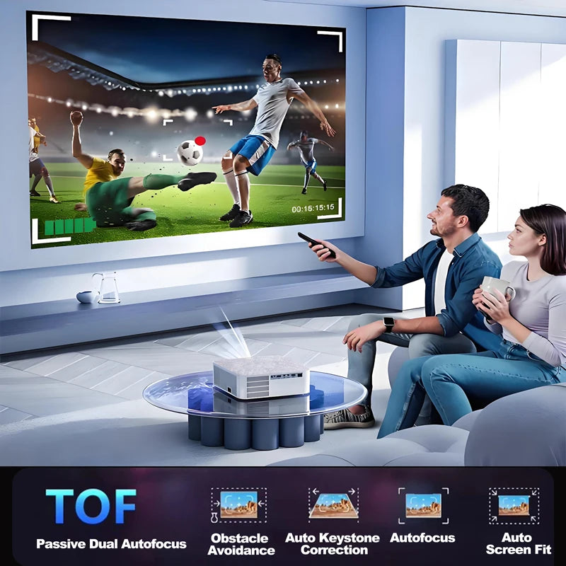 4K Portable Projector 700 ANSI 1080P Full HD Auto Focus Android Home Theater WiFi BT5.1 Outdoor Movie Night Vision Projects