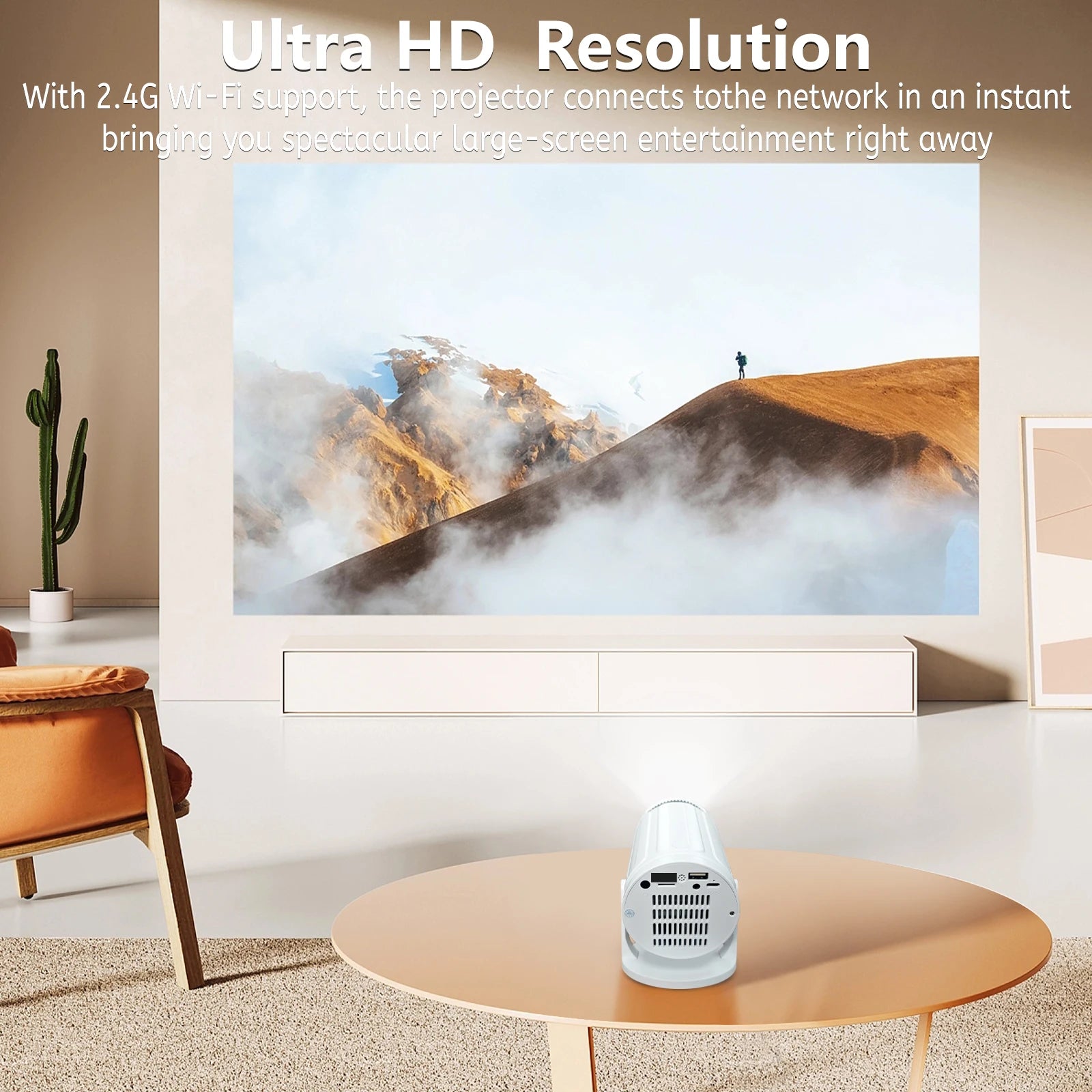 New 1280x720P RY008 LED Mini HD Portable Projector High Brightness 2 4G WIFI Home Theater Projector for Movies