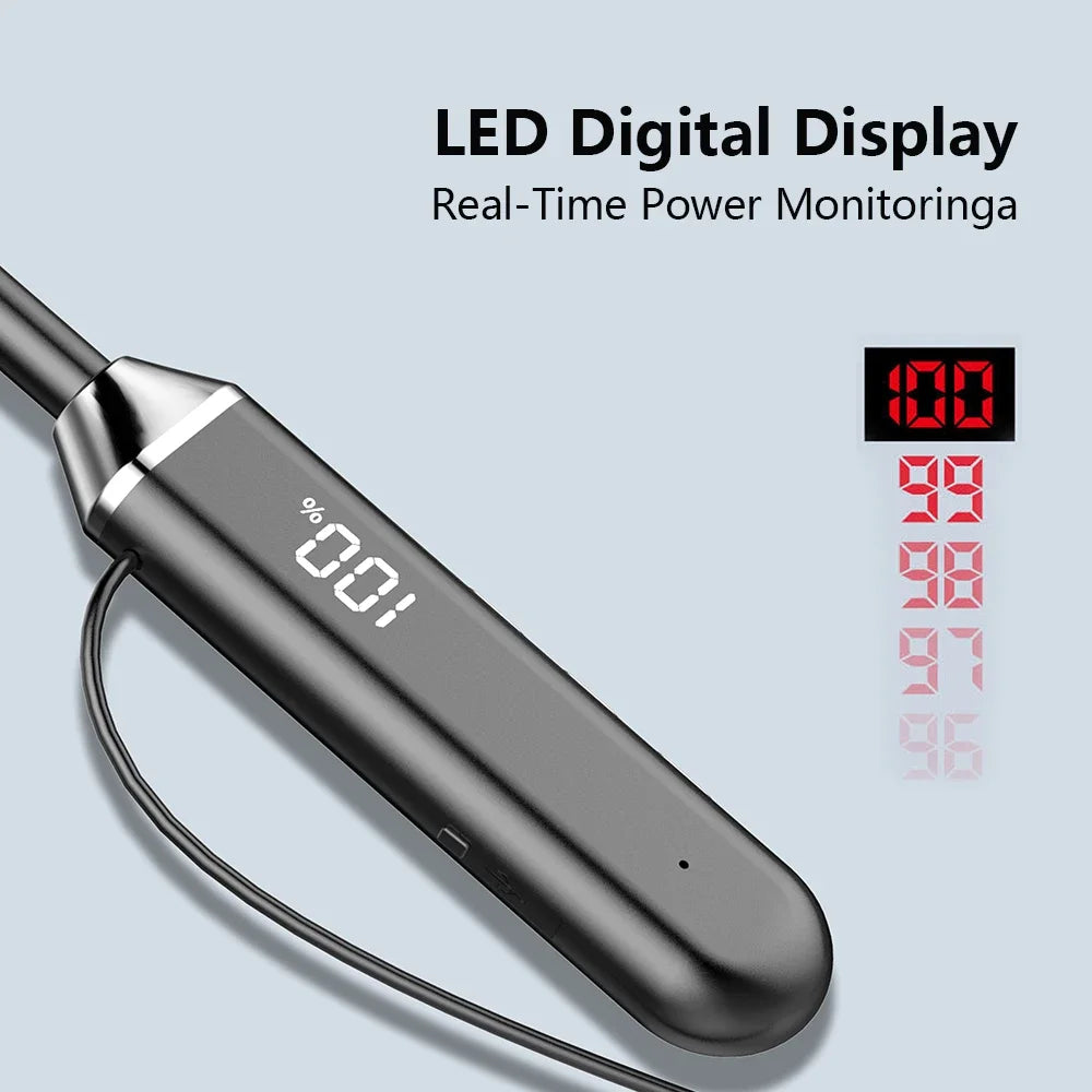 LED Neckband wireless connection compatible 5.2 headphones High sound quality stereo power display Magnetic Bluetooth earphones