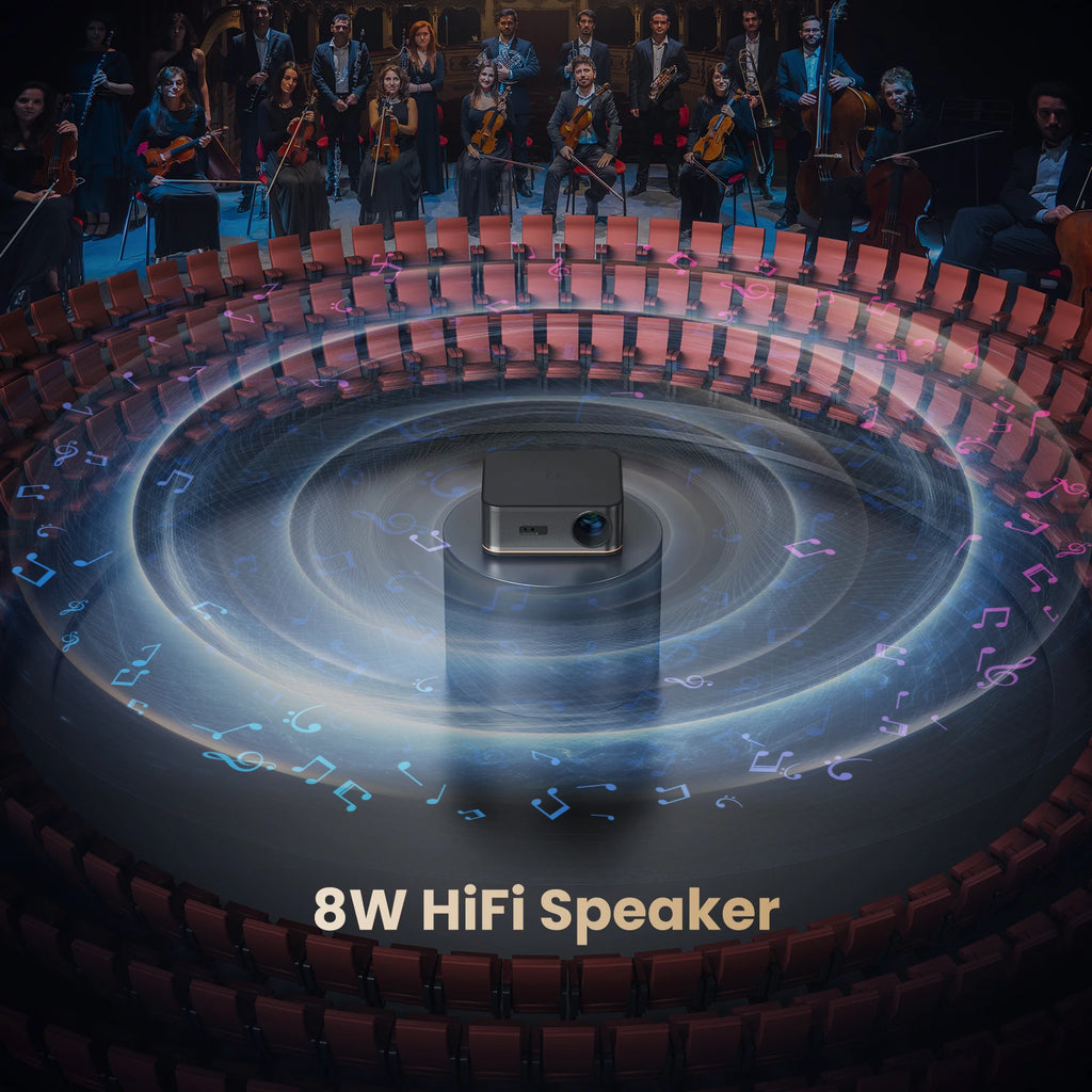 [1500 ANSI/Auto Focus] 4K Home Theater Projector with WiFi and Bluetooth, 300'' Movie Projector for Indoor/Outdoor，Phone/TV
