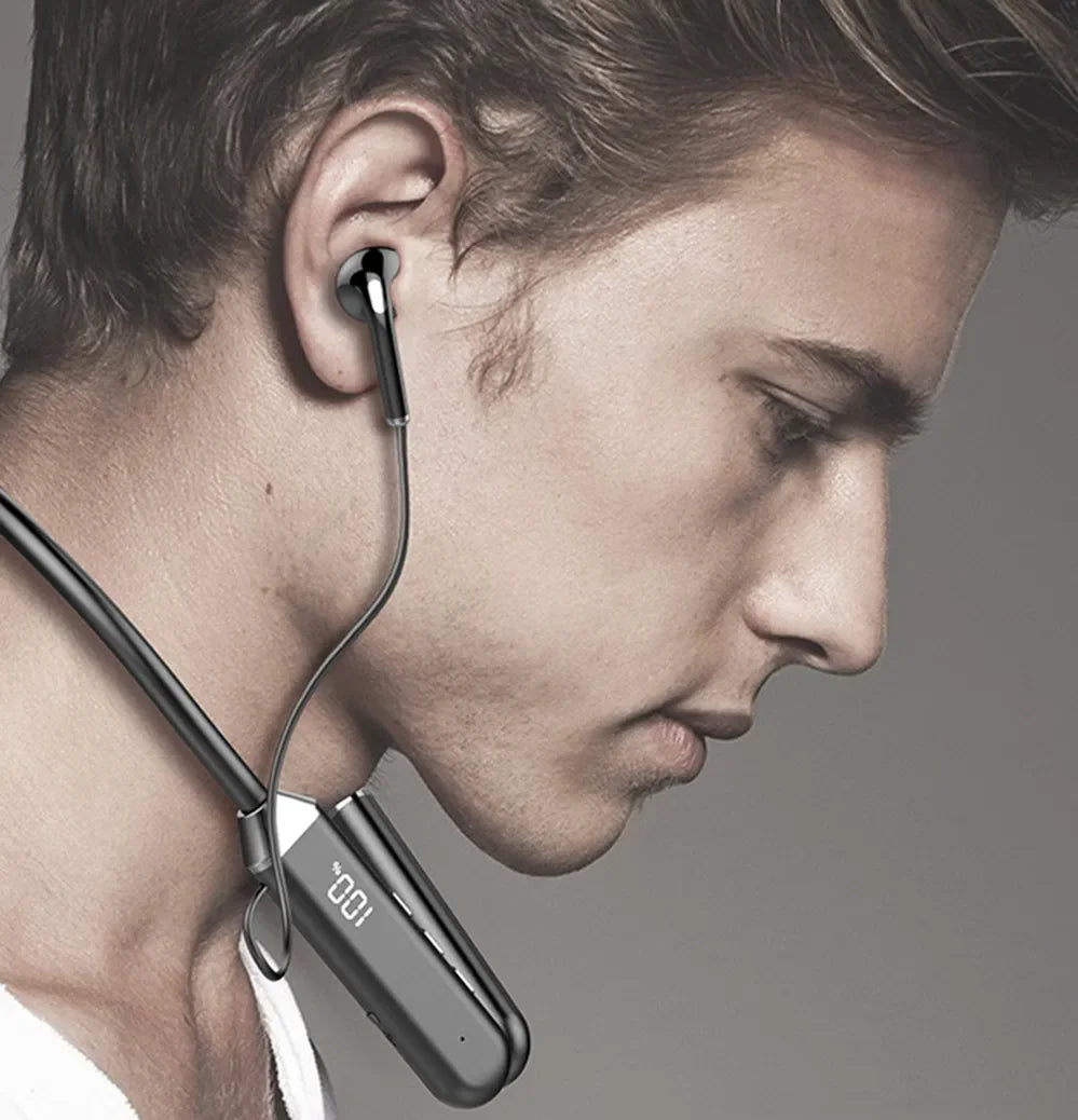 LED Neckband wireless connection compatible 5.2 headphones High sound quality stereo power display Magnetic Bluetooth earphones