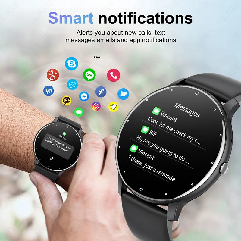LIGE Smart Watch Men Women Full Touch Screen Sport Fitness Watch Man IP67 Waterproof Bluetooth For Android IOS Smartwatch Men