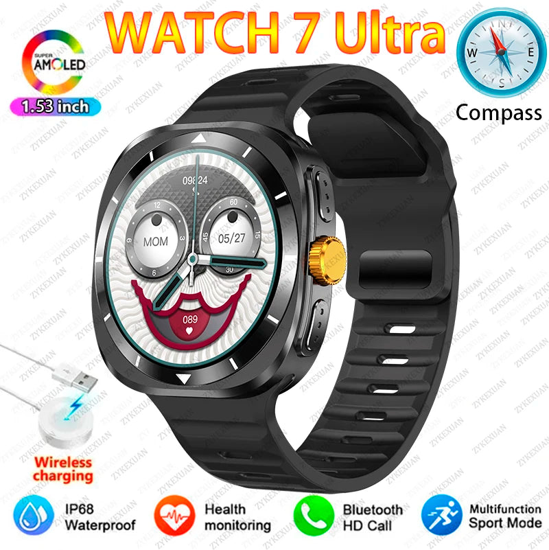 For Samsung Galaxy Watch 7 Ultra GPS Compass NFC Smart Watch Outdoor Sports Man AMOLED BT Call IP68 Galaxy 6 Upgraded Smartwatch