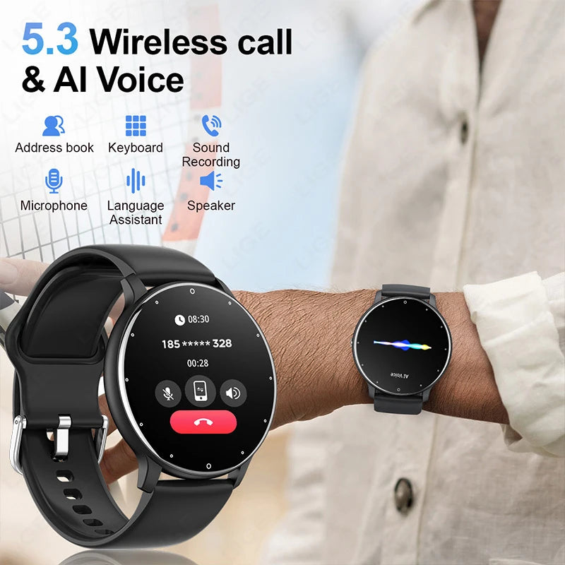 LIGE Smart Watch Men Women Full Touch Screen Sport Fitness Watch Man IP67 Waterproof Bluetooth For Android IOS Smartwatch Men