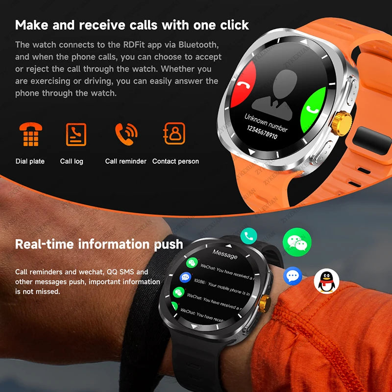 For Samsung Galaxy Watch 7 Ultra GPS Compass NFC Smart Watch Outdoor Sports Man AMOLED BT Call IP68 Galaxy 6 Upgraded Smartwatch