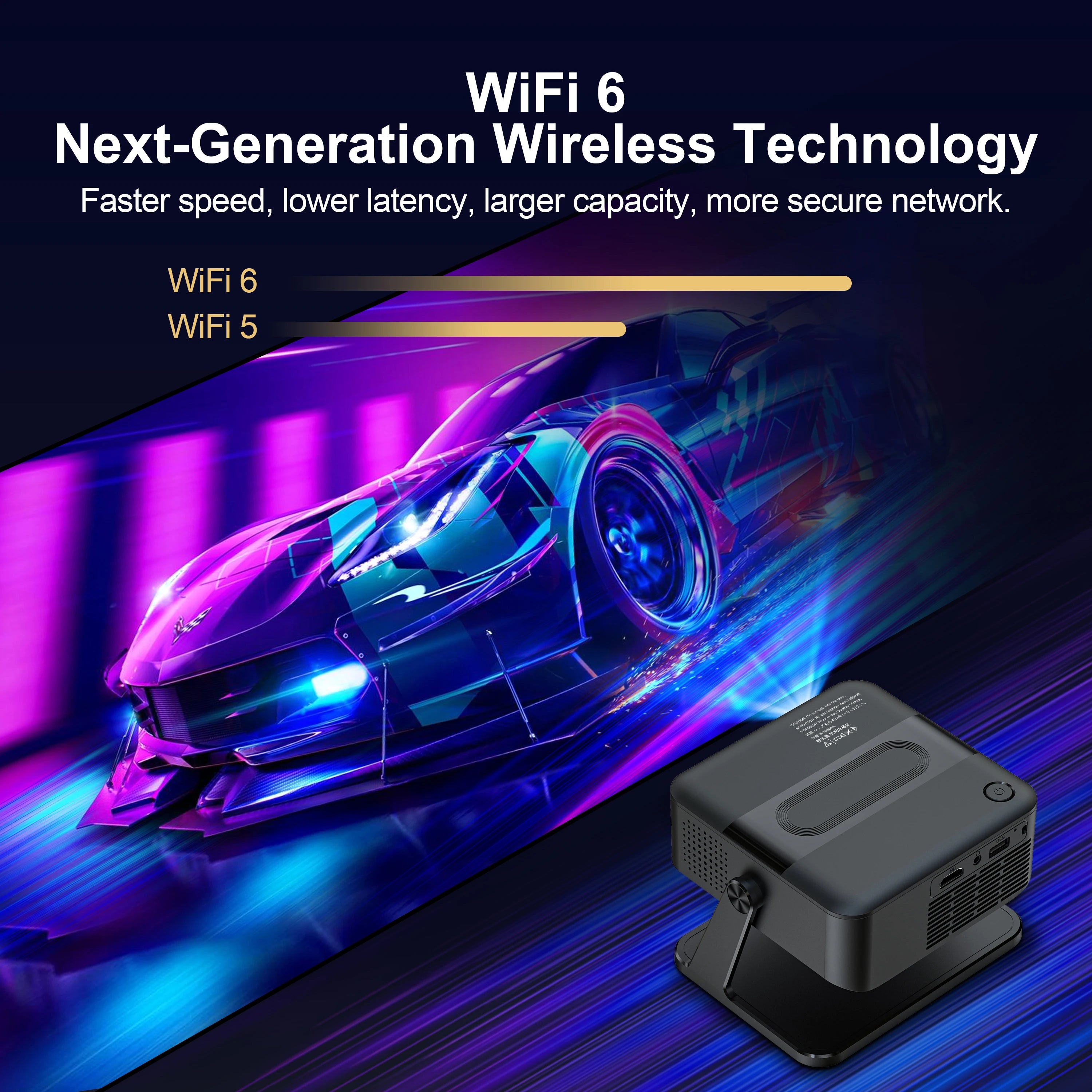 Salange HA109 Mini Projector Android11 WiFi6 BT5.0 280 ANSI 720P Built-in App Mirror SmartPhone for 1080P 4K Video Home Cinema