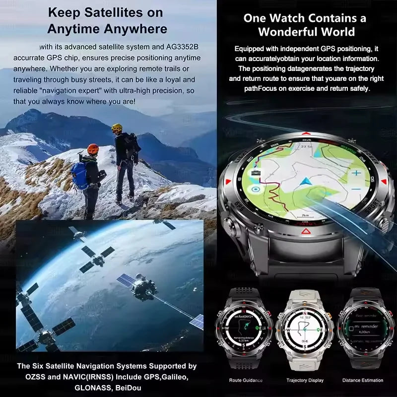 T-Rex 3 GPS Smart Watch 10ATM IP69K Waterproof Clock Compass Altimeter HD Call Military Sports Smart watch Fitness Men Bracelet