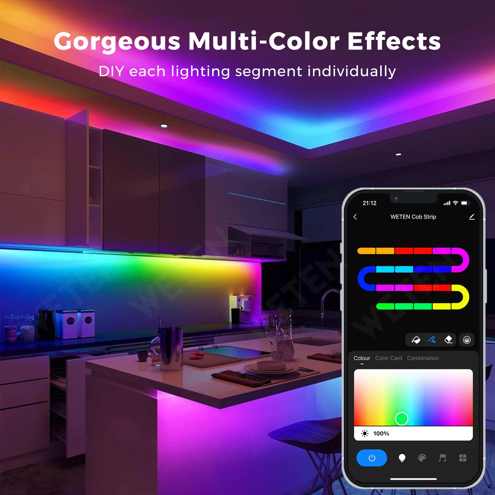Tuya Smart WIFI RGBIC COB LED Strip Light Tape Addressable Flexible RGB Neon LED Light 24V APP Control Support Alexa Google Home