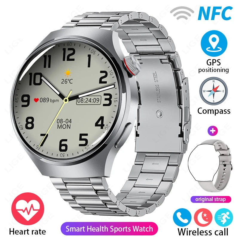 1.52 inch AMOLED Screen Display Smart Watch For Men Wireless Call Android ios Phone Health Monitor Waterproof Sports Smartwatch