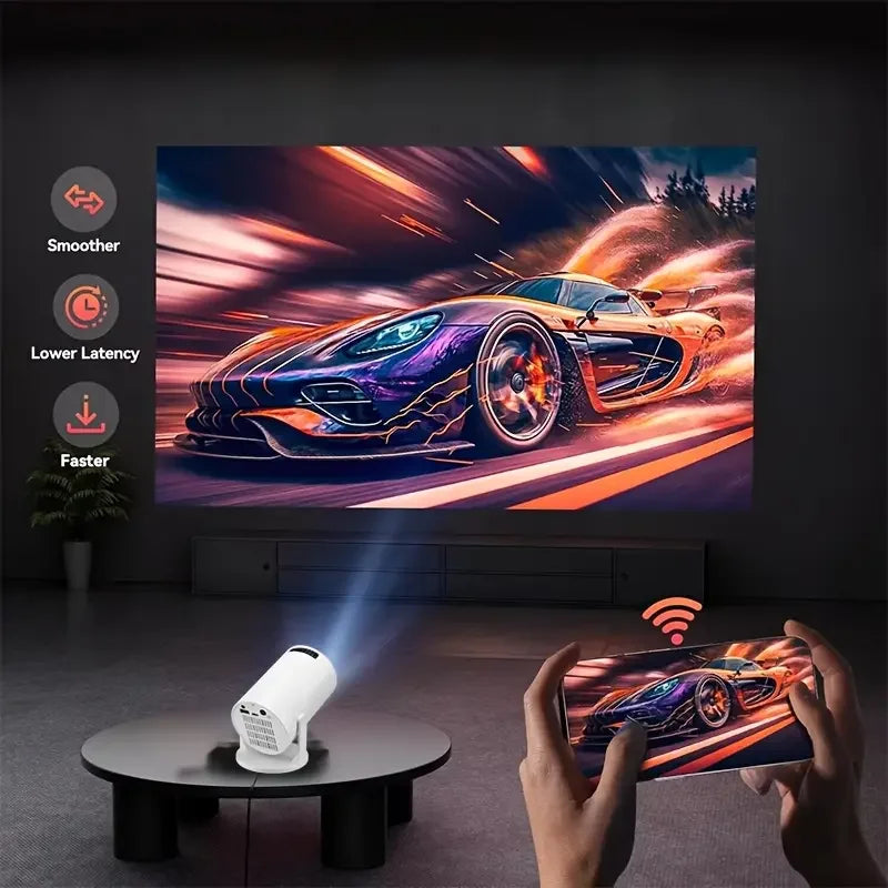 M5 4K Android 11 Projector - Dual WiFi6, Wireless 5.0, 200ANSI Brightness, 1080P HD Outdoor Home Cinema Projector  USB Plug