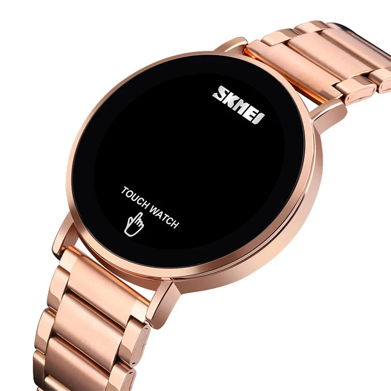 Skmei Touch Screen Bracelet Digital Watches for Mens Stainless Steel Strap 30M Waterproof LED Light Wristwatch with Date