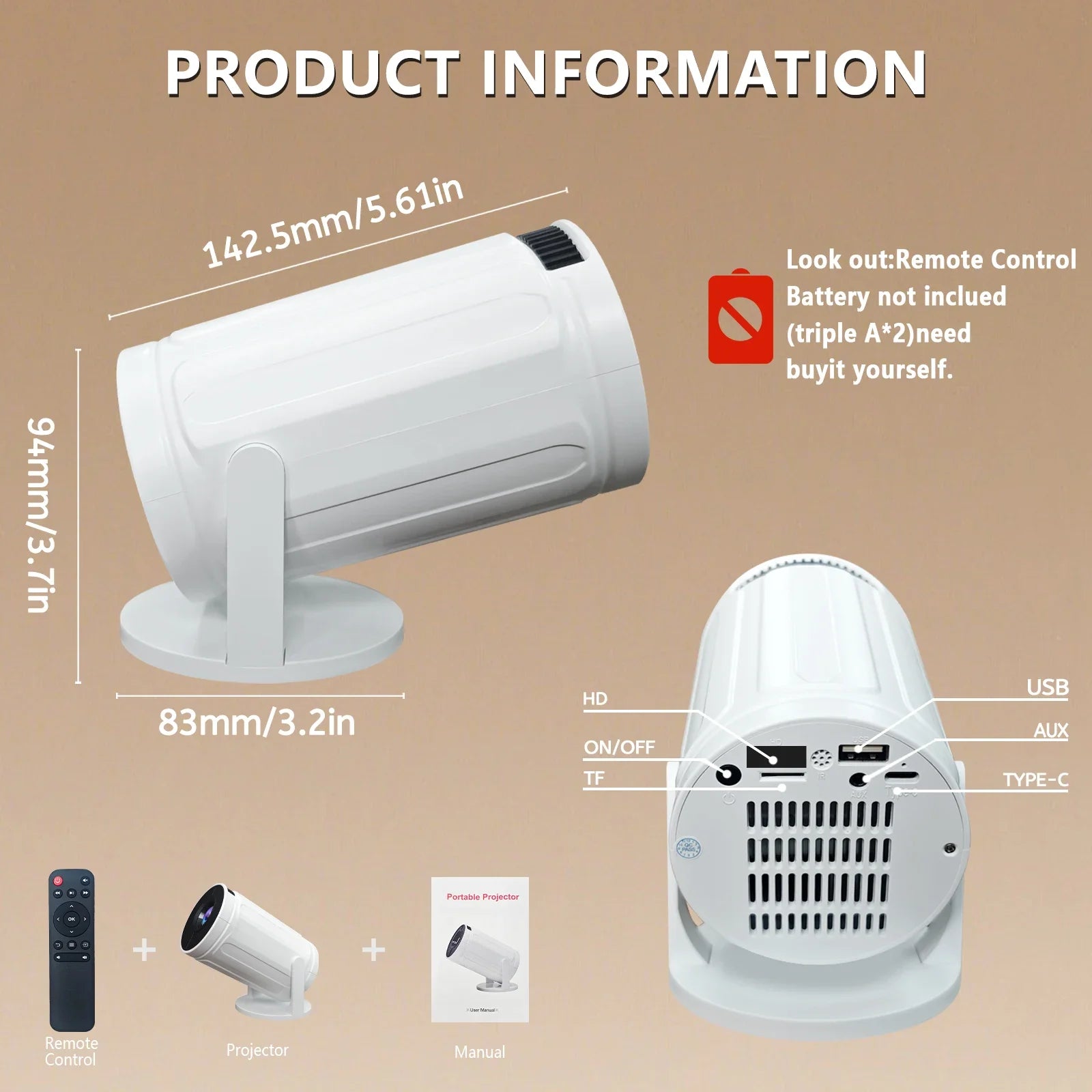 New 1280x720P RY008 LED Mini HD Portable Projector High Brightness 2 4G WIFI Home Theater Projector for Movies