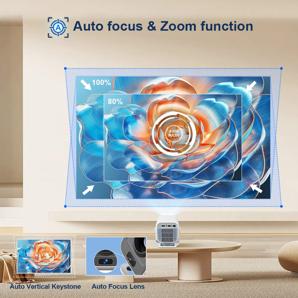 PROGAGA PG370 Native 1080P Android Projector 4K WIFi BT5.4 Auto Focus Projetor Smart Home Theater Video Mini Portable projector