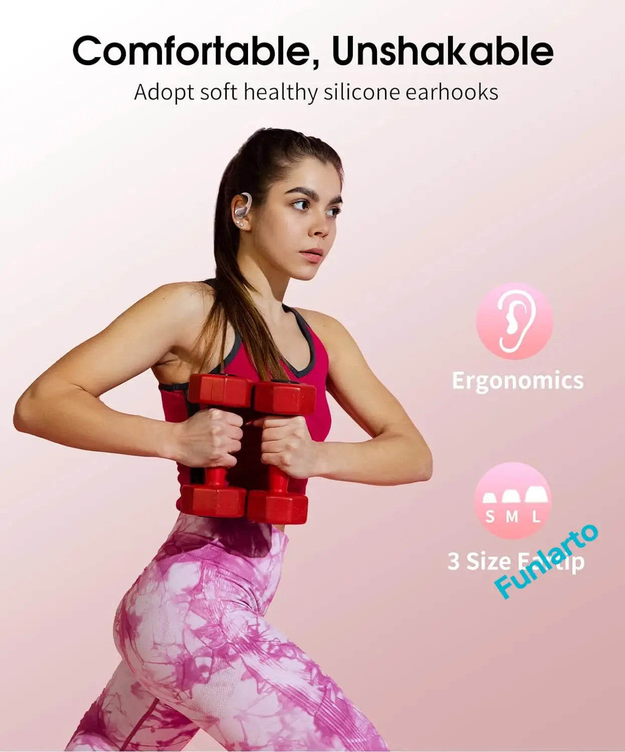 Sport Wireless Headphone TWS Wireless Earphones Bluetooth 5.3 Earbuds with ENC Noise Cancellation Mic IP7 Waterproof for Running
