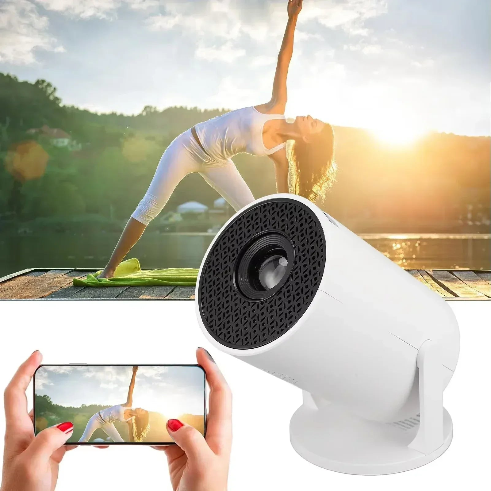 HY200 Mini Projector 1080P with 270° Rotatable Design for Outdoor Movies Compatible with Laptop iPhone Android