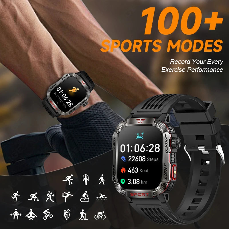 New Military GPS Smart Watch Men Flashlight Compass Waterproof Outdoor Sport Tracker Bluetooth Call Smartwatch For Android ios