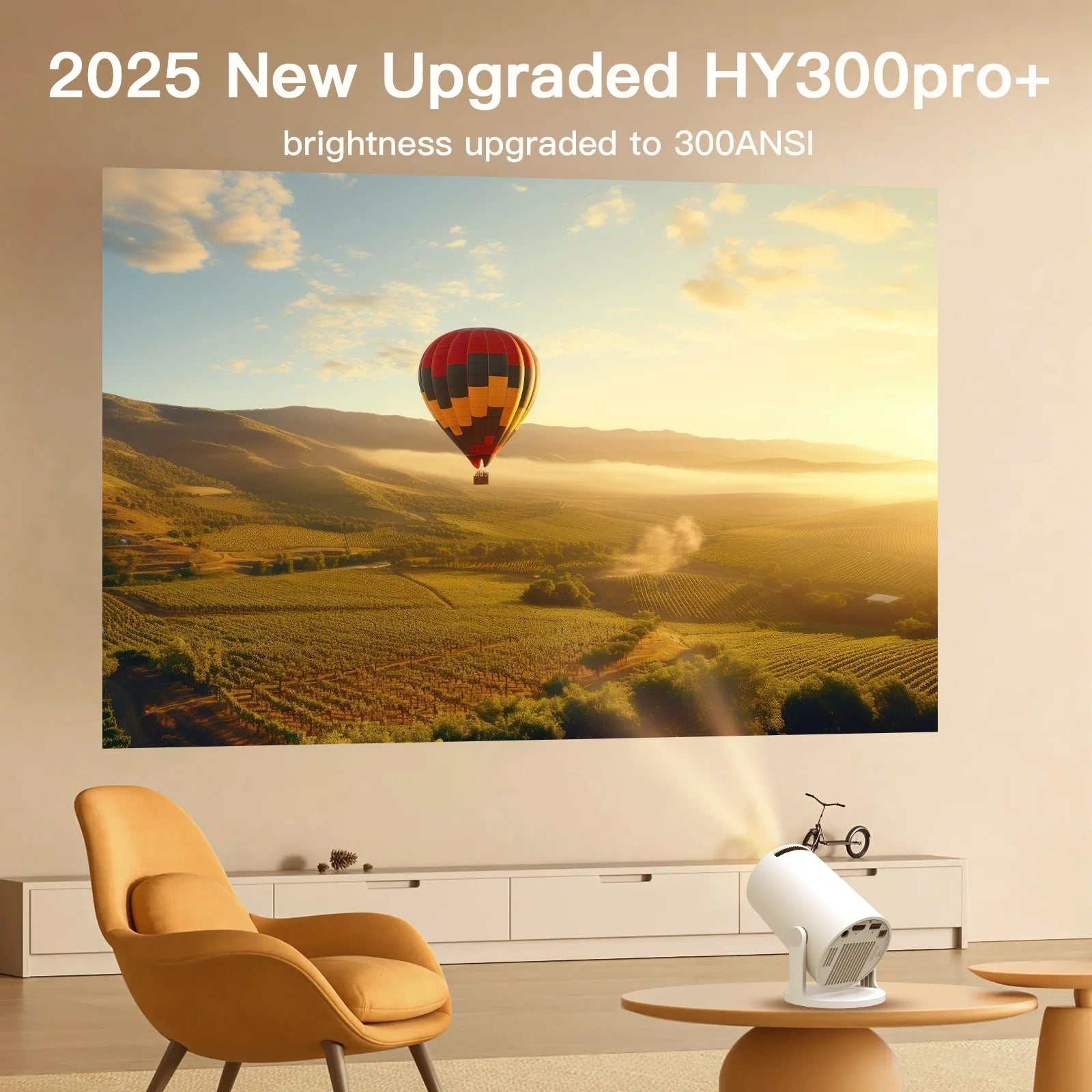 Smart Projector with Wifi and BluetoothPortable 720P 4K Support, Auto Keystone, AirMouse Remote, 180 Degree Rotation