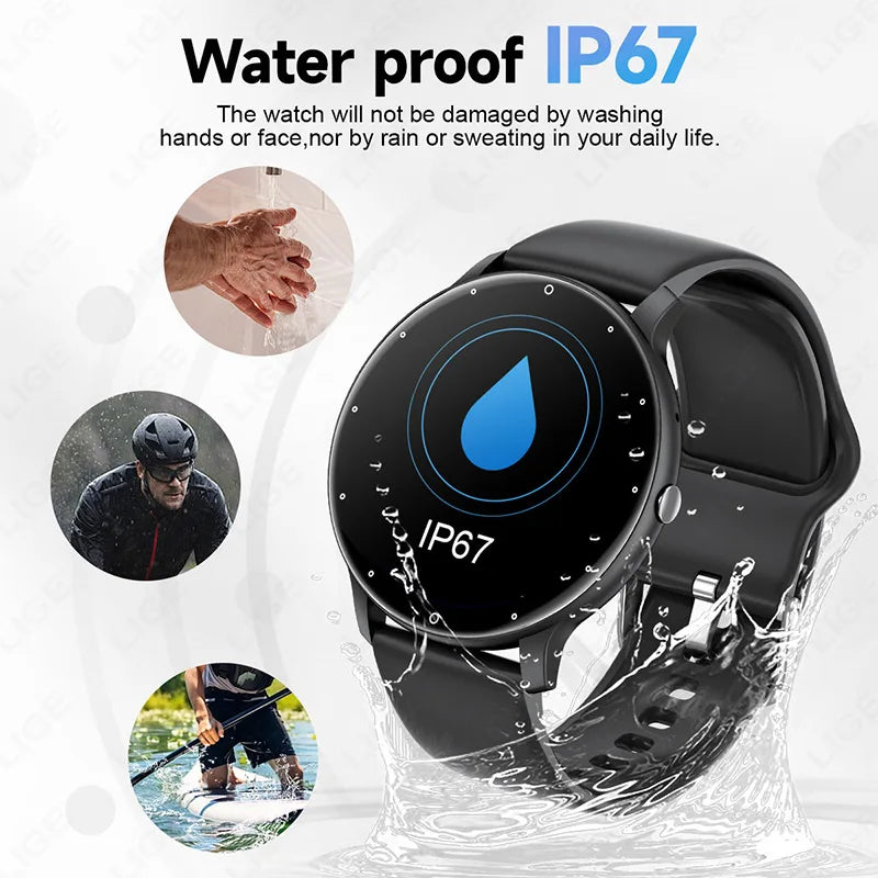 LIGE Smart Watch Men Women Full Touch Screen Sport Fitness Watch Man IP67 Waterproof Bluetooth For Android IOS Smartwatch Men