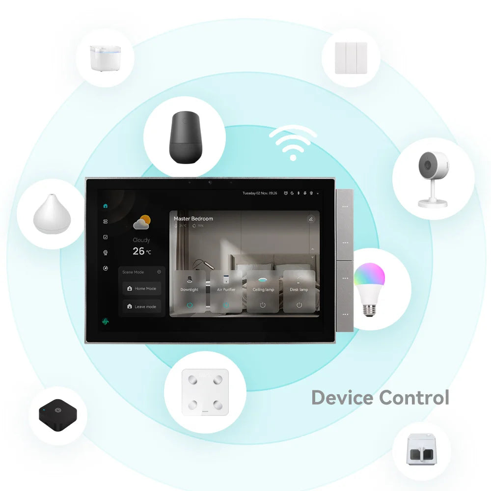 10.1-Inch Smart Control Panel Max with Built-in BLE Mesh Hub Works with Tuya App IR Device Zigbee Hub Built-In Building Intercom