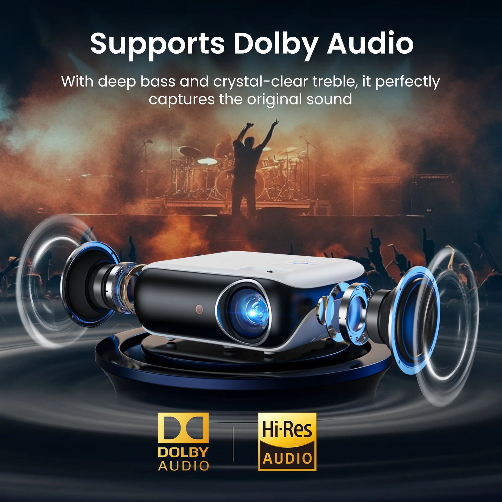 Official Licensed Google TV Smart Projector, HAPPRUN 4K UHD Home Theater with Dolby Sound, Wi-Fi & Bluetooth, Built-in Streaming