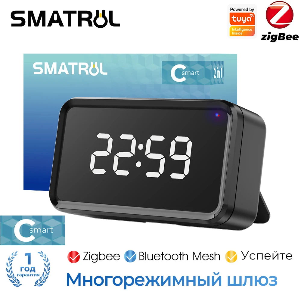 Type-C Plug In Zigbee 3.0 Gateway Tuya Smart Hub Remote Control Bluetooth Mesh Multi Mode Gateway Time Display Desk Wall Clock
