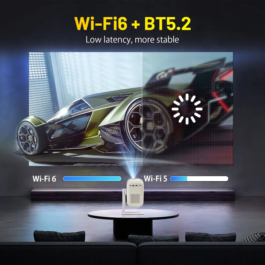 KINHANK 4K Portable Projector Auto Focus Native 1080P 450 ANSI Wifi 6 Android OS with Netflix Smart Home Projector