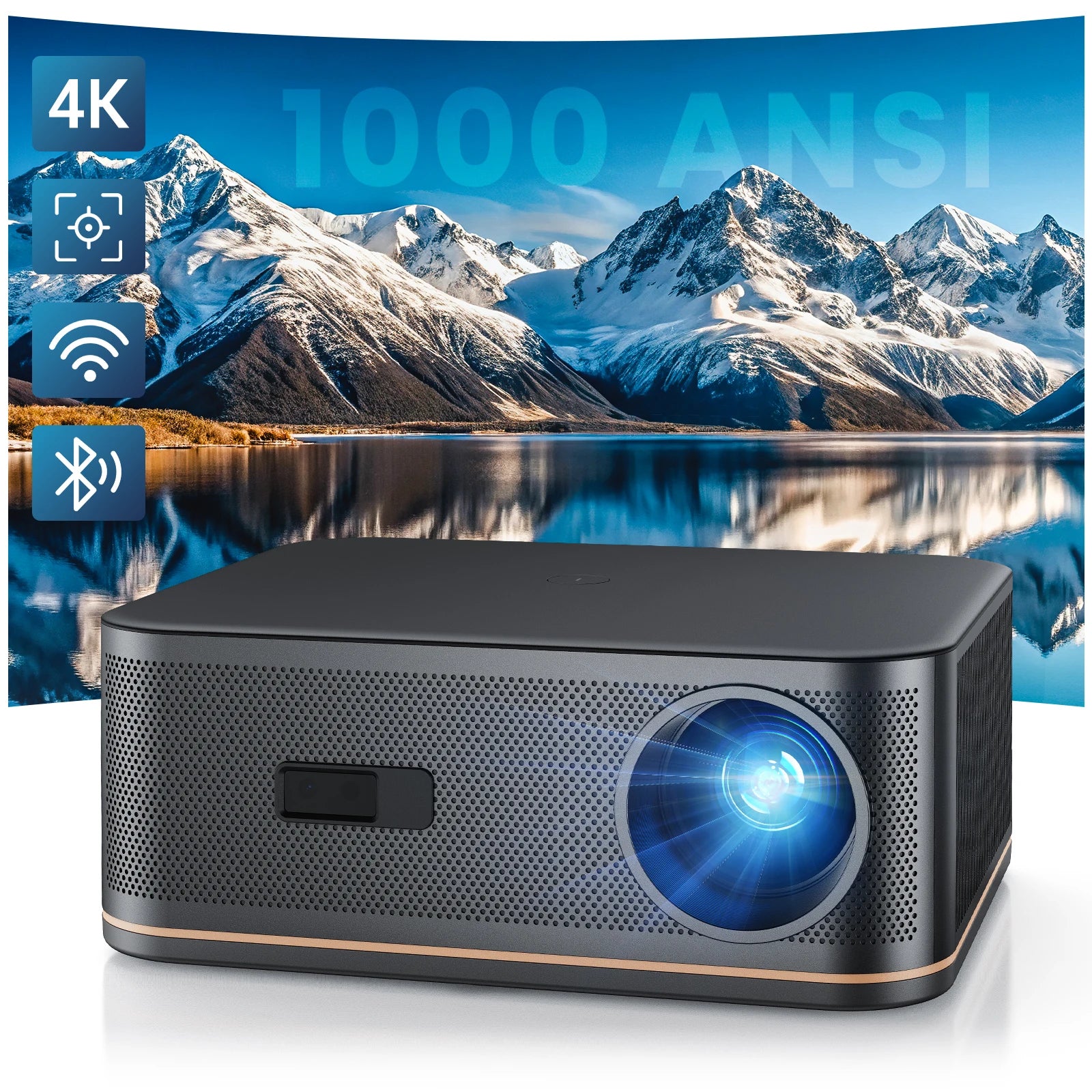 [1500 ANSI/Auto Focus] 4K Home Theater Projector with WiFi and Bluetooth, 300'' Movie Projector for Indoor/Outdoor，Phone/TV