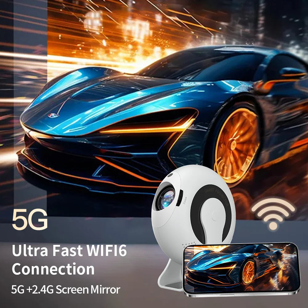 Smart Projector Android11 720P 4K Support , Wifi6 Bt5.2 Portable Outdoor Home Theater Conference Video Large Screen Home Speaker