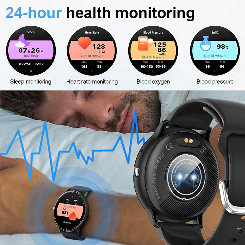 LIGE Smart Watch Men Women Full Touch Screen Sport Fitness Watch Man IP67 Waterproof Bluetooth For Android IOS Smartwatch Men