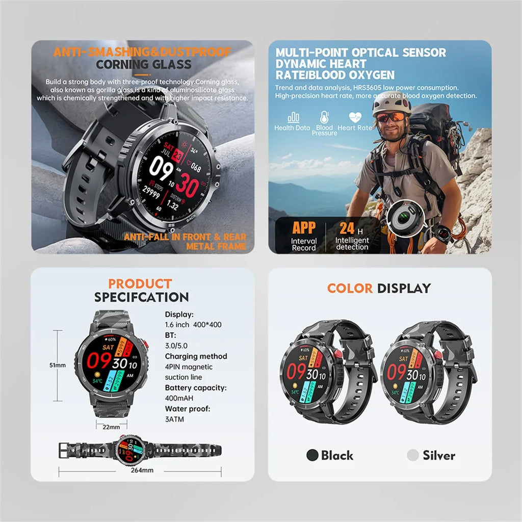 Fashion IP67 Waterproof Sports Wristwatch  Fitness Bracelet Watch Heart Rate Blood Oxygen Clock Reloj Inteligente Watch