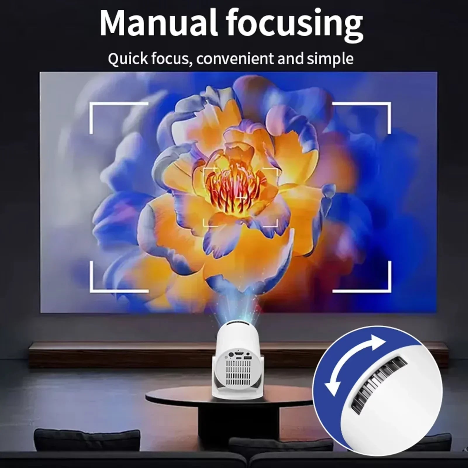 HY200 Mini Projector 1080P with 270° Rotatable Design for Outdoor Movies Compatible with Laptop iPhone Android