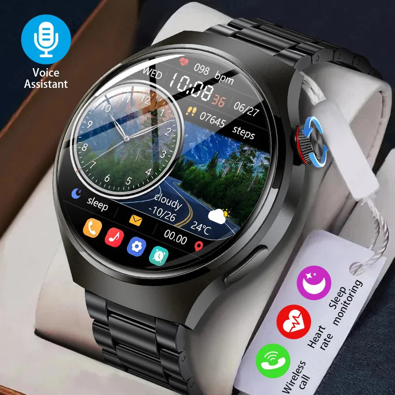 1.52 inch AMOLED Screen Display Smart Watch For Men Wireless Call Android ios Phone Health Monitor Waterproof Sports Smartwatch