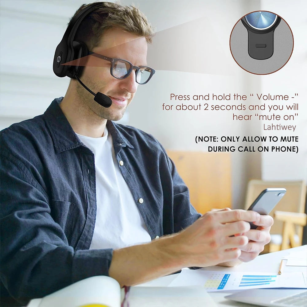 Bluetooth Headset, Trucker Bluetooth Headset with Microphone,Wireless on-Ear Headset for Computer Cell Phone Trucker Home Office