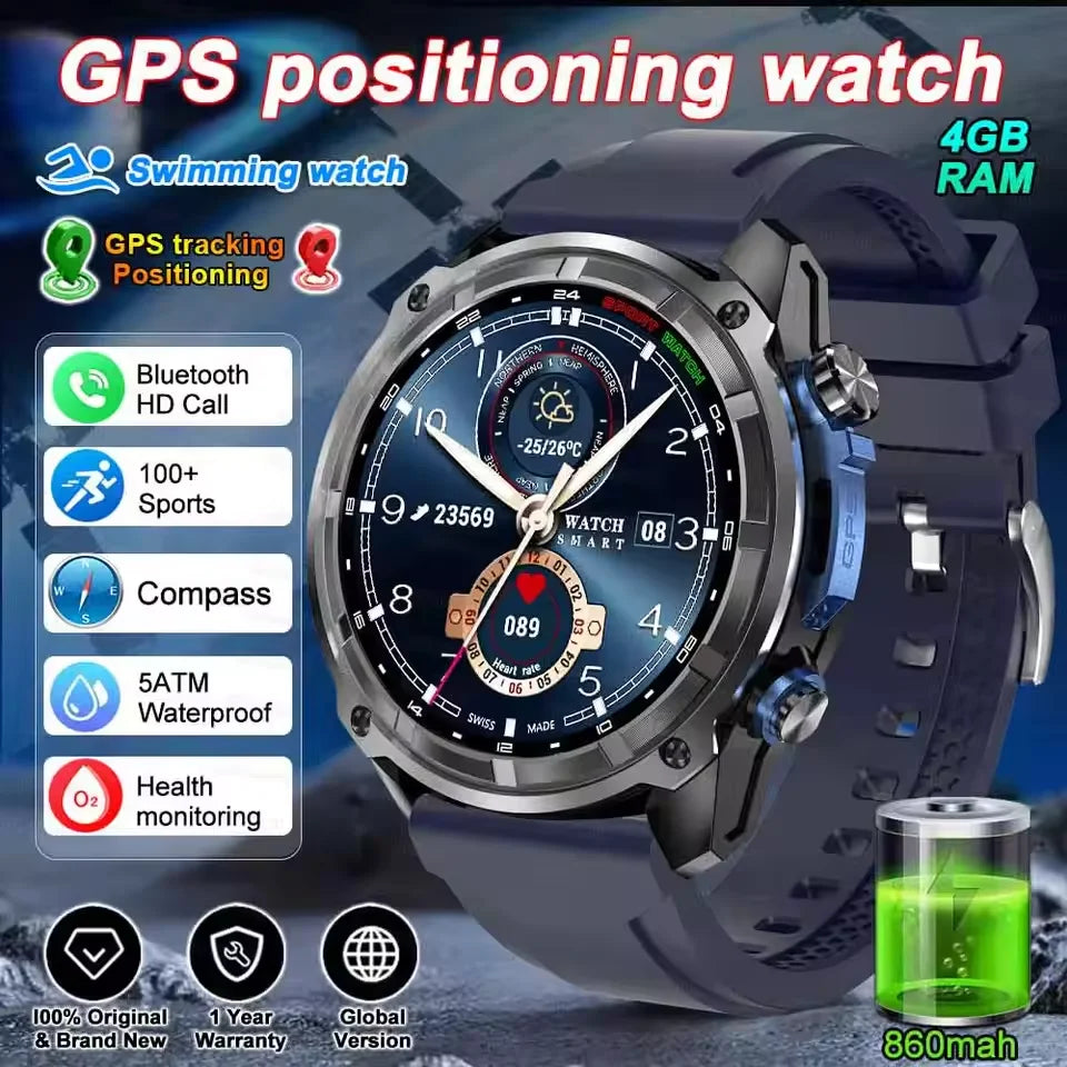 2025 New Military Bluetooth Call Smart Watch Built-in GPS Compass Barometric Altimeter 3ATM Waterproof Sports Smartwatches Men
