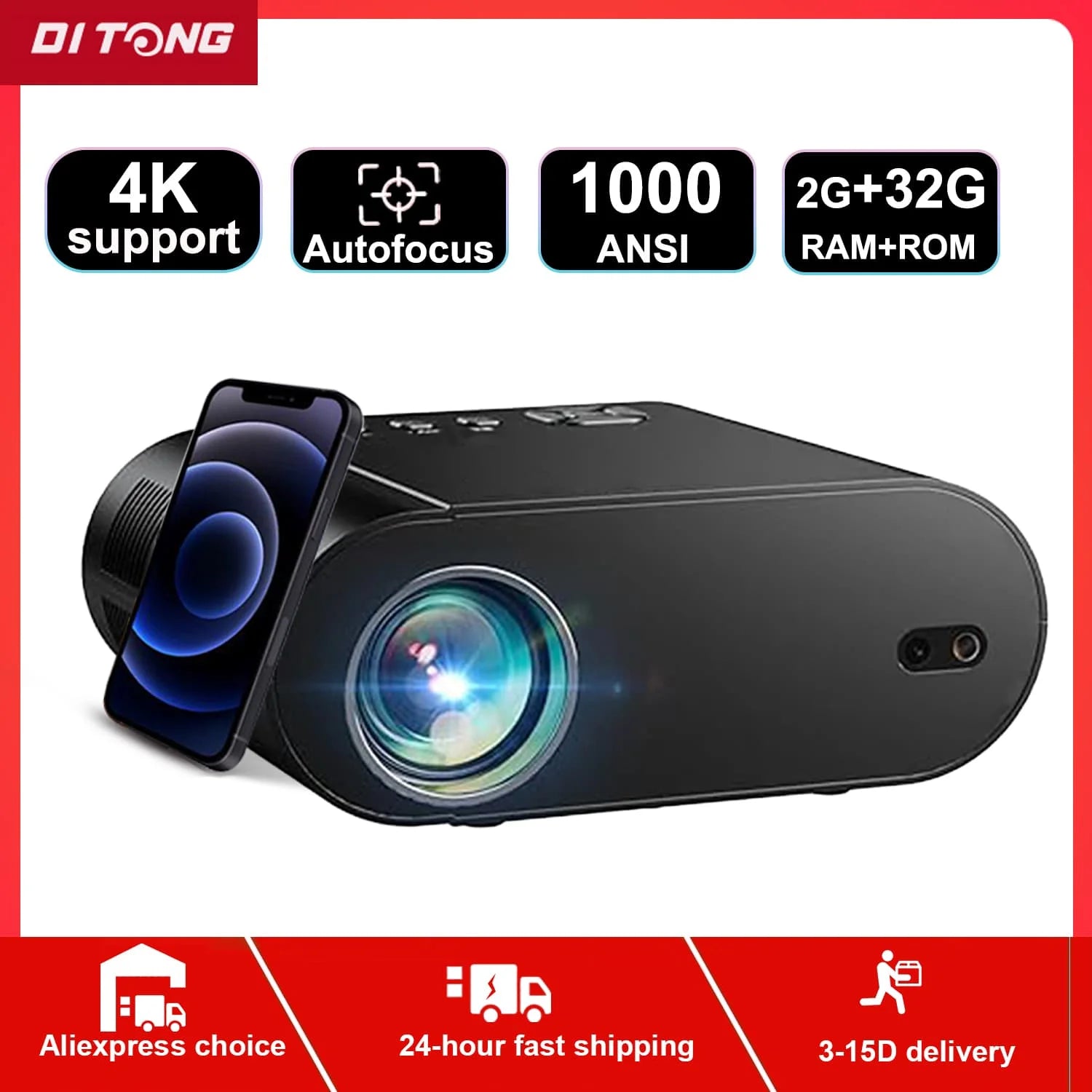 DITONG Full HD 1080P Projector 5G LED 4K Auto Keystone Video Proyector Movie Beam Android Projectors Home Theater Cinema Beamer