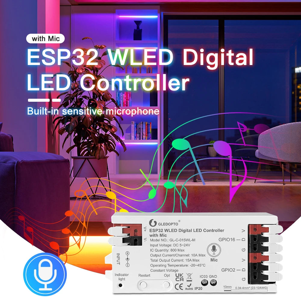 WLED Smart Wifi 360 Round Tube RGBIC Neon Led Strip Kit Waterproof 5V ESP32 Music Sync APP Control Support Alexa Home Assistant