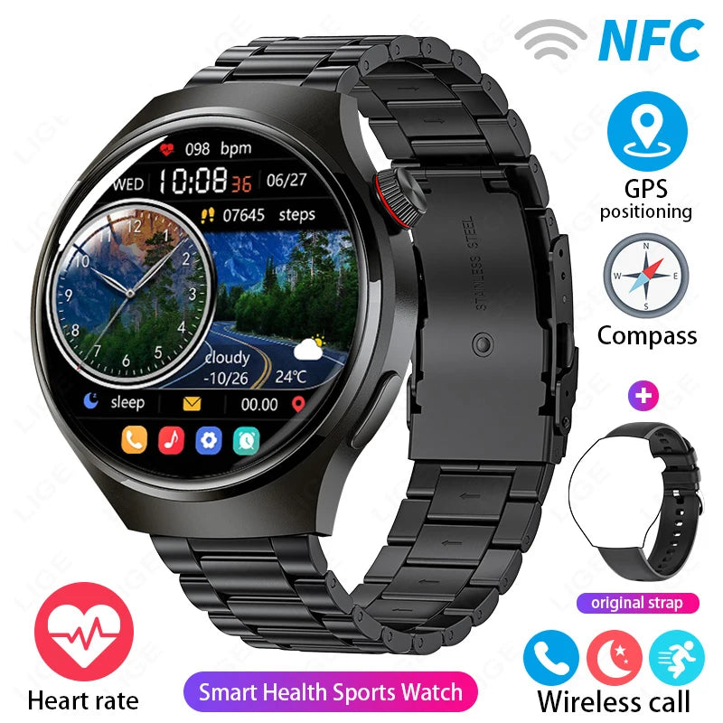 1.52 inch AMOLED Screen Display Smart Watch For Men Wireless Call Android ios Phone Health Monitor Waterproof Sports Smartwatch