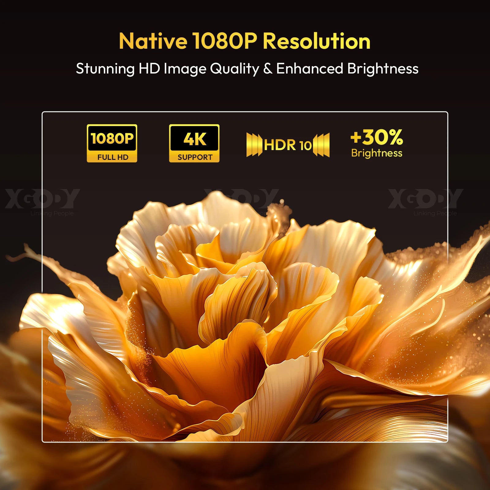 XGODY A6-PRO 4K Native 1080P 650 ANSI Smart Projector Autofocus and Automatic Keystone Correction 360° Portable Projector