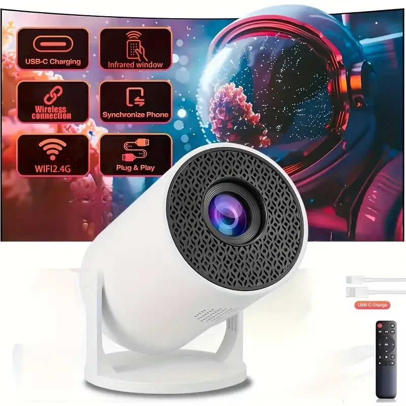 M5 4K Android 11 Projector - Dual WiFi6, Wireless 5.0, 200ANSI Brightness, 1080P HD Outdoor Home Cinema Projector  USB Plug
