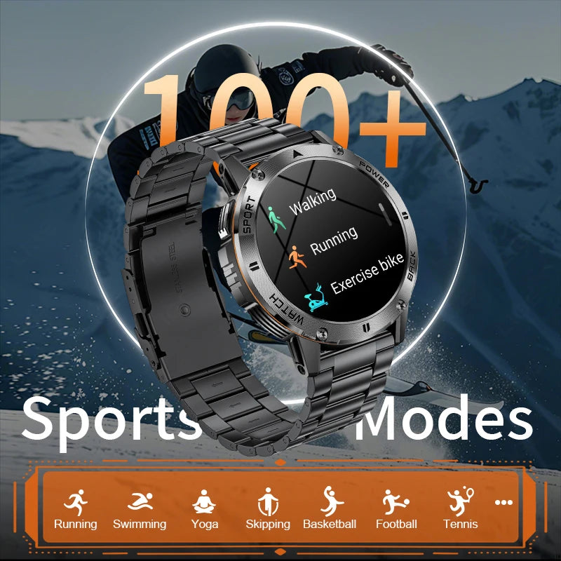 2025 New Military Smart Watch Men Flashlight Compass Waterproof Outdoor Sport Tracker Bluetooth Call Smartwatch For Android ios