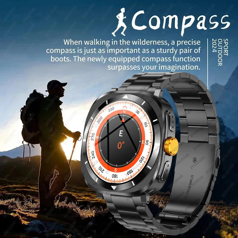 For Samsung Galaxy Watch 7 Ultra GPS Compass NFC Smart Watch Outdoor Sports Man AMOLED BT Call IP68 Galaxy 6 Upgraded Smartwatch