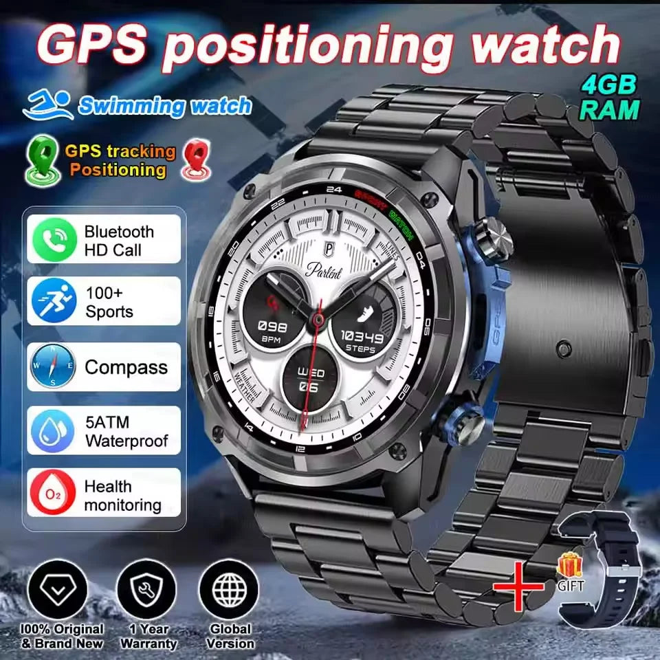 2025 New Military Bluetooth Call Smart Watch Built-in GPS Compass Barometric Altimeter 3ATM Waterproof Sports Smartwatches Men