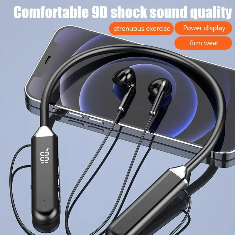 LED Neckband wireless connection compatible 5.2 headphones High sound quality stereo power display Magnetic Bluetooth earphones