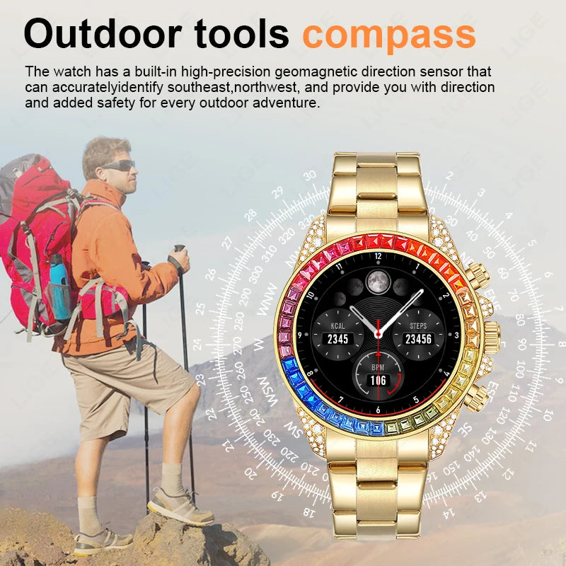 Business Men Smart Watch 1.43" Amoled 3D Screen 466*466 Bluetooth Call Health Monitor Waterproof Smartwatch With QR Code Payment