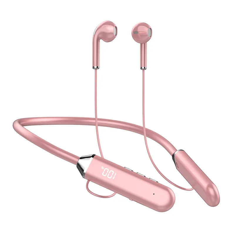 LED Neckband wireless connection compatible 5.2 headphones High sound quality stereo power display Magnetic Bluetooth earphones