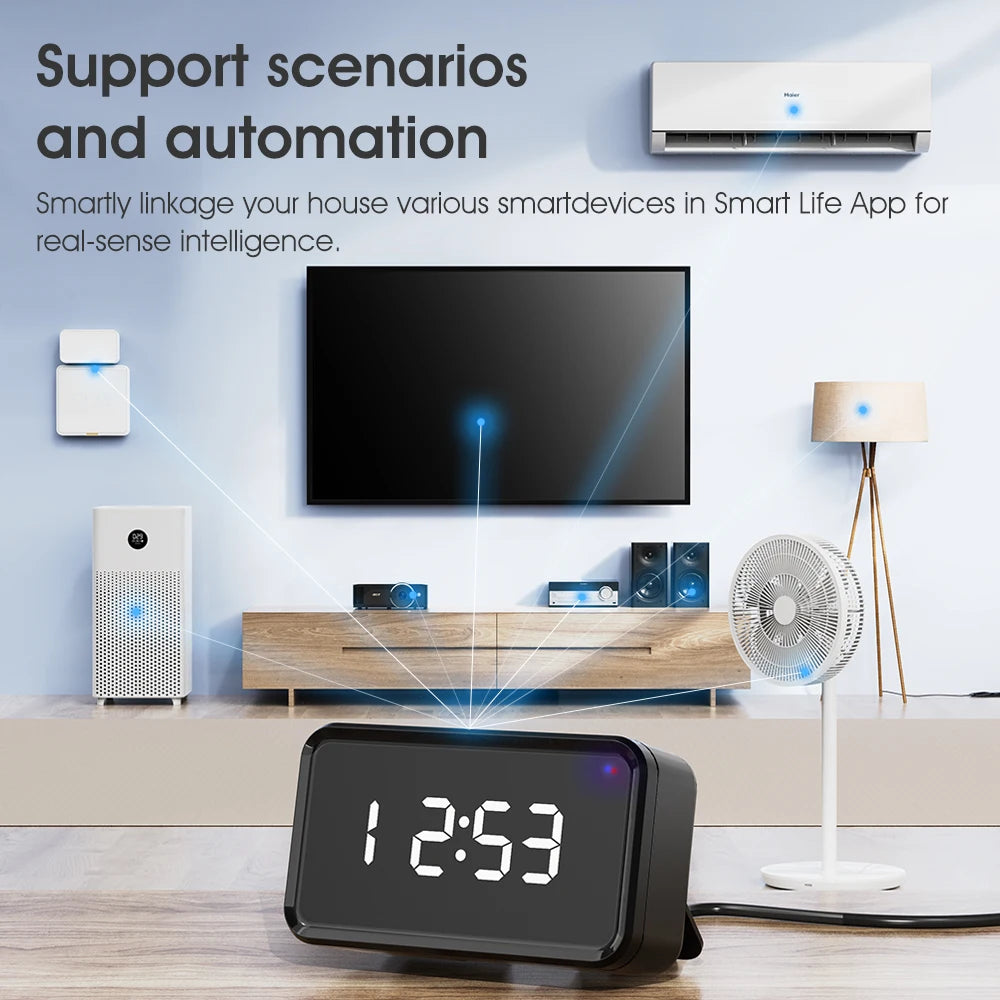 Type-C Plug In Zigbee 3.0 Gateway Tuya Smart Hub Remote Control Bluetooth Mesh Multi Mode Gateway Time Display Desk Wall Clock