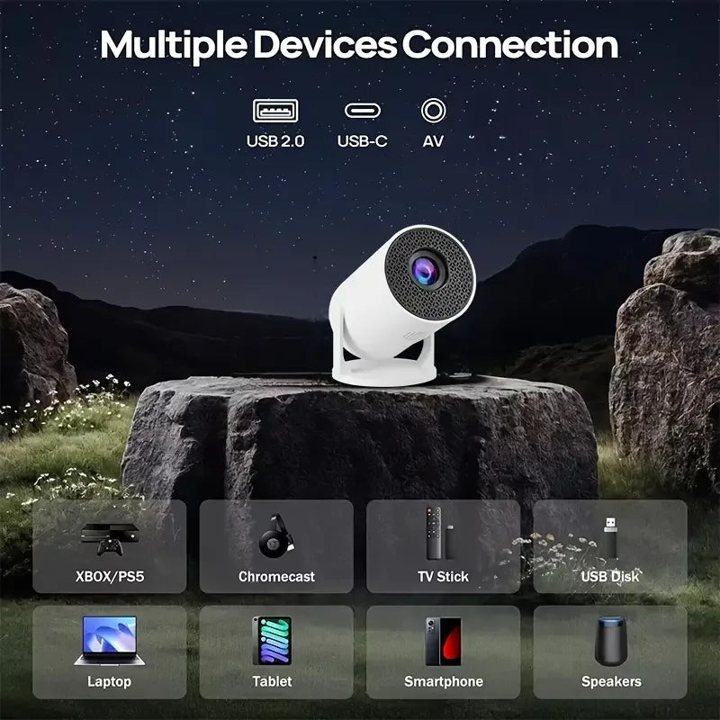 M5 4K Android 11 Projector - Dual WiFi6, Wireless 5.0, 200ANSI Brightness, 1080P HD Outdoor Home Cinema Projector  USB Plug