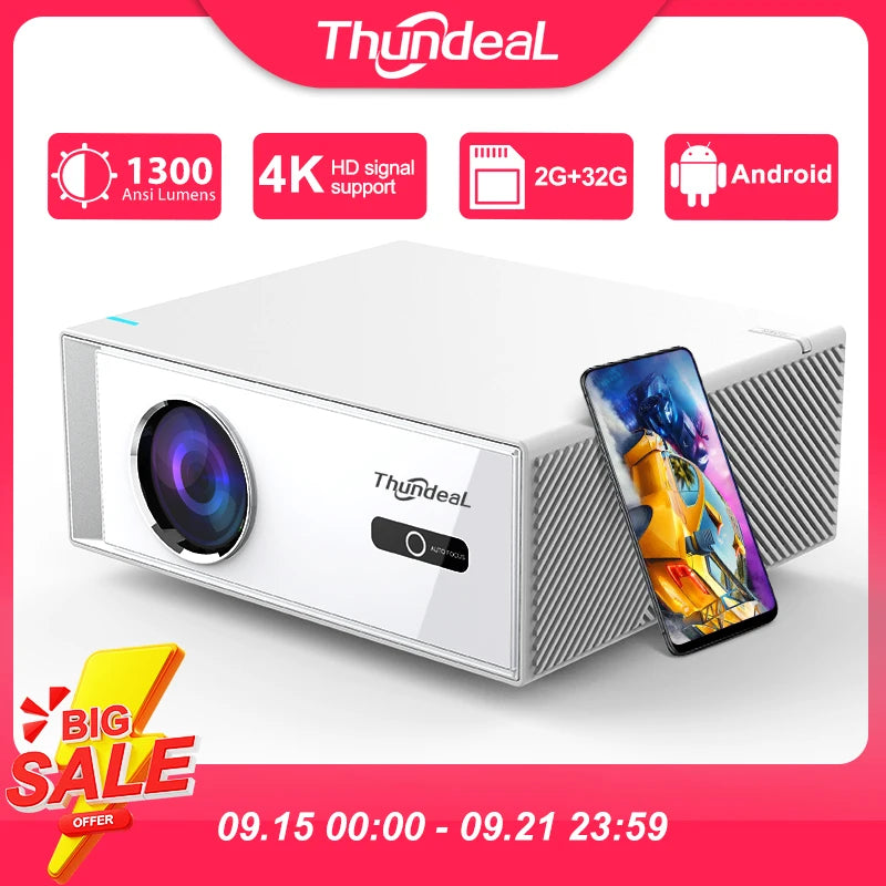 ThundeaL TD95W Android Projector Full HD 1080P WiFi 2K 4K Home Cinema Portable Smart TV Video Movie Meeting Led TD95 Projecter