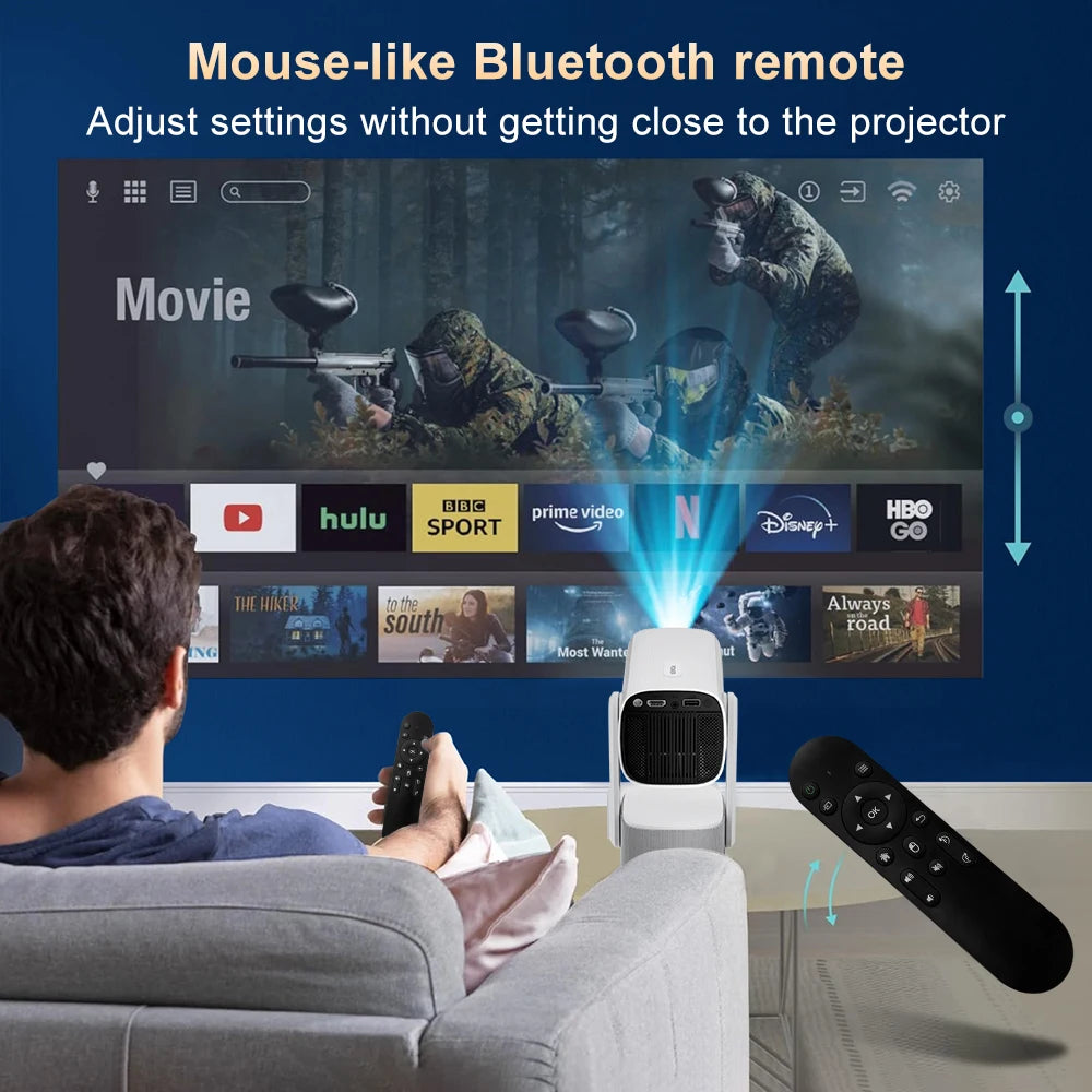 Salange 4K Projector K2 BT5.2 WIFI6 Smart Android 11 Built-in 5200mAh Battery 10W Speaker with RGB LED Lights Outdoor Projector